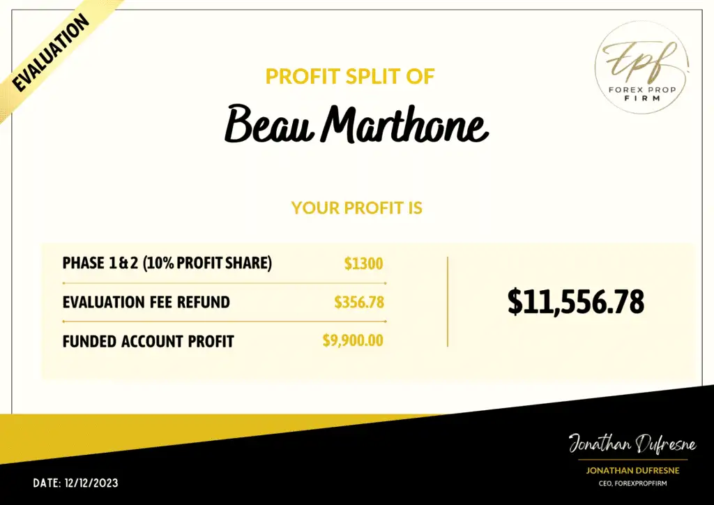 Profit Split Beau Marthone
